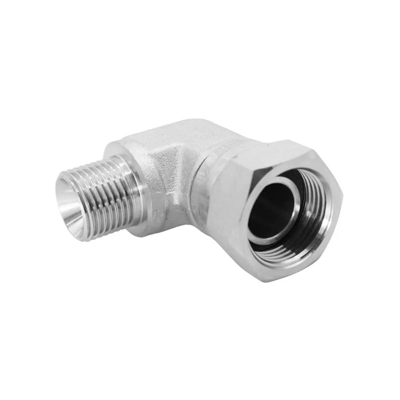 FLEXEQUIP 5/8 inch BSP Male to 5/8 inch BSP Female Swivel Hydraulic Adaptor with 90 Degree Angle Compact Elbow - Allow 2-3 Days
