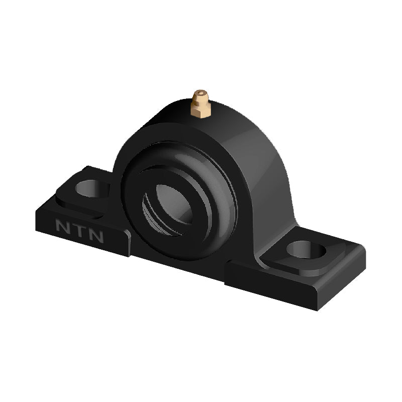 NTN S-UCPX11-203D1 Imperial Cast Iron Two Bolt Pillow / Plummer Block Housing with 2-3/16 inch Bore Insert with Steel Plate Cover - Open Version - Allow 2-3 Days