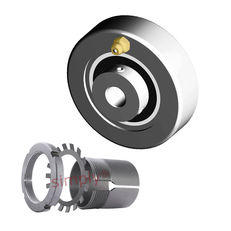 NTN UKC207D1/HS2307 Imperial Cast Iron Cartridge Unit with Adaptor Sleeve Mounted and 1-1/8 inch Bore Insert 3.5433 inch Outside Dia - Allow 2-3 Days