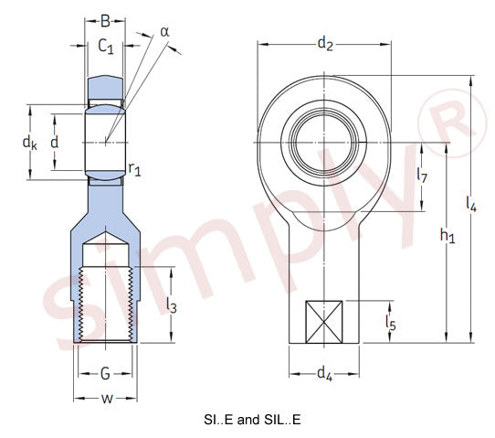 SKF SIL12E Left Hand Steel / Steel Plain Female Rod End M12 Thread