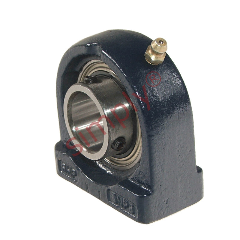 RHP SNP1A Threaded Base Small Footprint Pillow / Plummer Block and 1 inch Bore Grub Screw Flat Back Insert