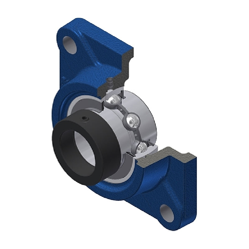 SNR EXF213 Metric Four Bolt Square Cast Iron Flange Housing with 65mm Bore Eccentric Collar Insert - Allow 2-3 Days