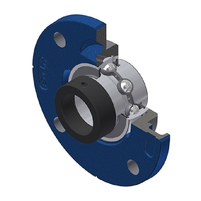 SNR EXFCE210 Metric Four Bolt Cast Iron Round Flanged Housing with 50mm Eccentric Collar Insert - Allow 2-3 Days