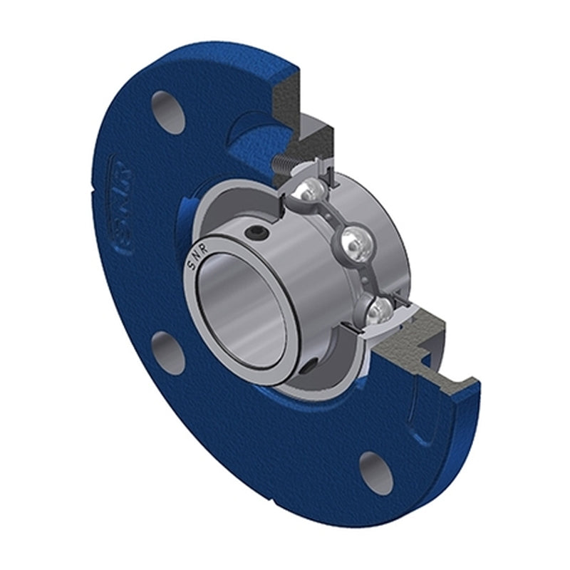 SNR UCFCE202 Metric Four Bolt Cast Iron Round Flanged Housing with 15mm Insert - Allow 2-3 Days