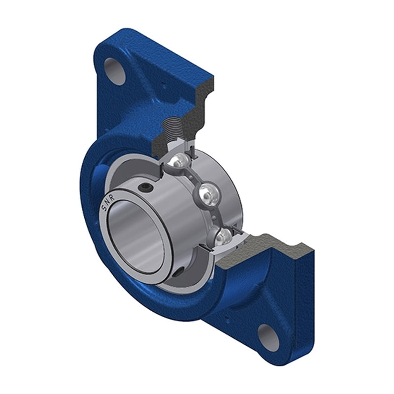 SNR UCFE203 Metric Four Bolt Square Cast Iron Flange Housing with 17mm Bore Insert - Allow 2-3 Days