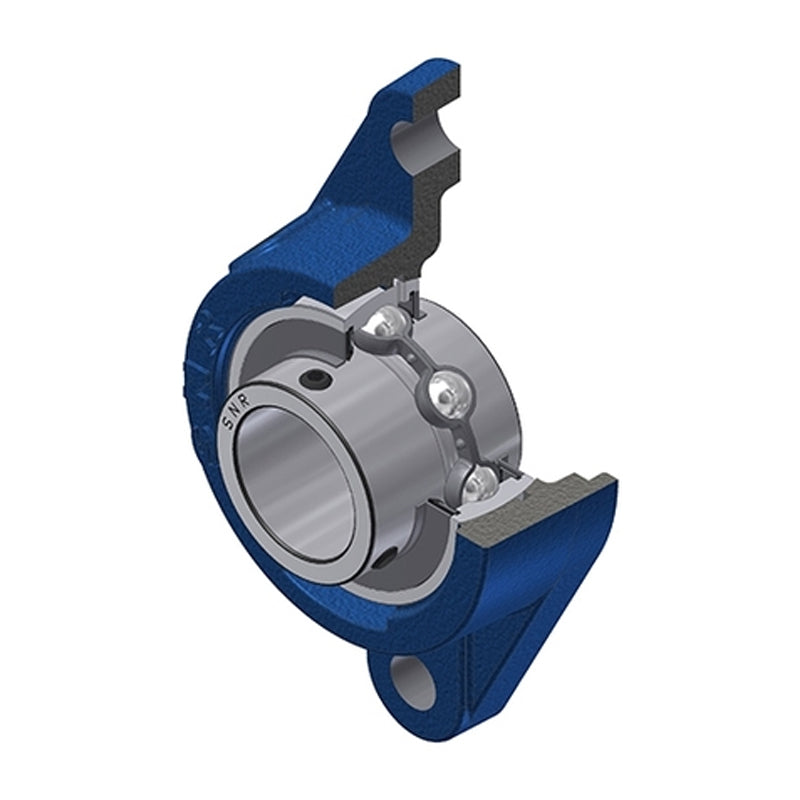 SNR UCFLE203 Metric Two Bolt Oval Cast Iron Flange Housing with 17mm Bore Insert - Allow 2-3 Days