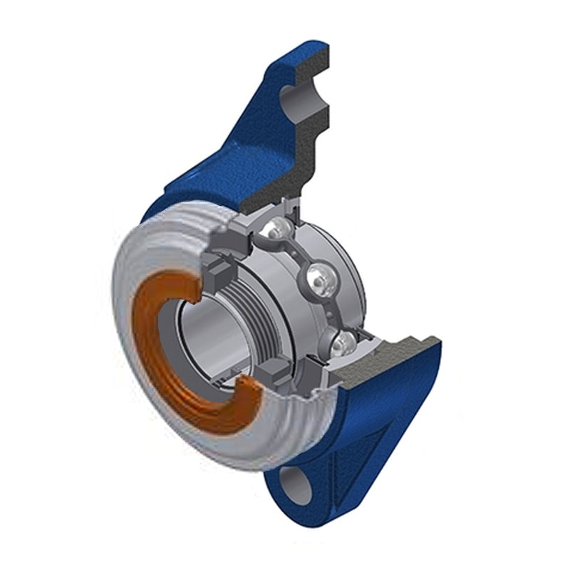 SNR UKFLE208HCC Metric Two Bolt Cast Iron Oval Housing with Narrow Steel Plate Cover - Closed Version - Insert and Adaptor Sleeve Fits 35mm Shaft - Allow 2-3 Days