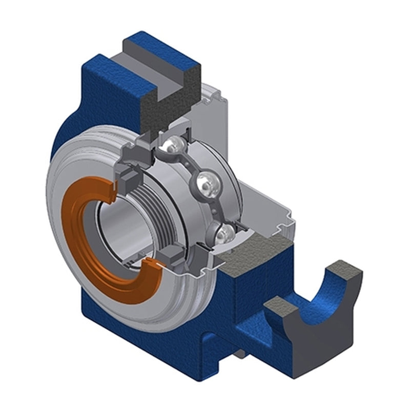 SNR UKT209HCO Metric Cast Iron Take Up Unit Insert with Narrow Steel Plate Cover and Adaptor Sleeve Fits 40mm Shaft - Open Version - Allow 2-3 Days