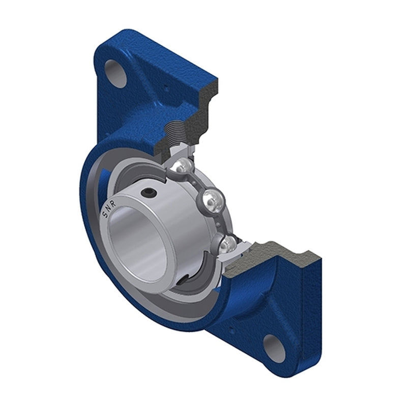 SNR USFE203N Metric Four Bolt Square Cast Iron Flange Housing with 17mm Bore Insert - Allow 2-3 Days