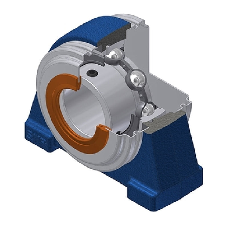SNR USPAE210CO Threaded Base Small Footprint Metric Pillow / Plummer Block Housing Supplied with 50mm Bore Insert with Narrow Steel Plate Cover - Open Version - Allow 2-3 Days