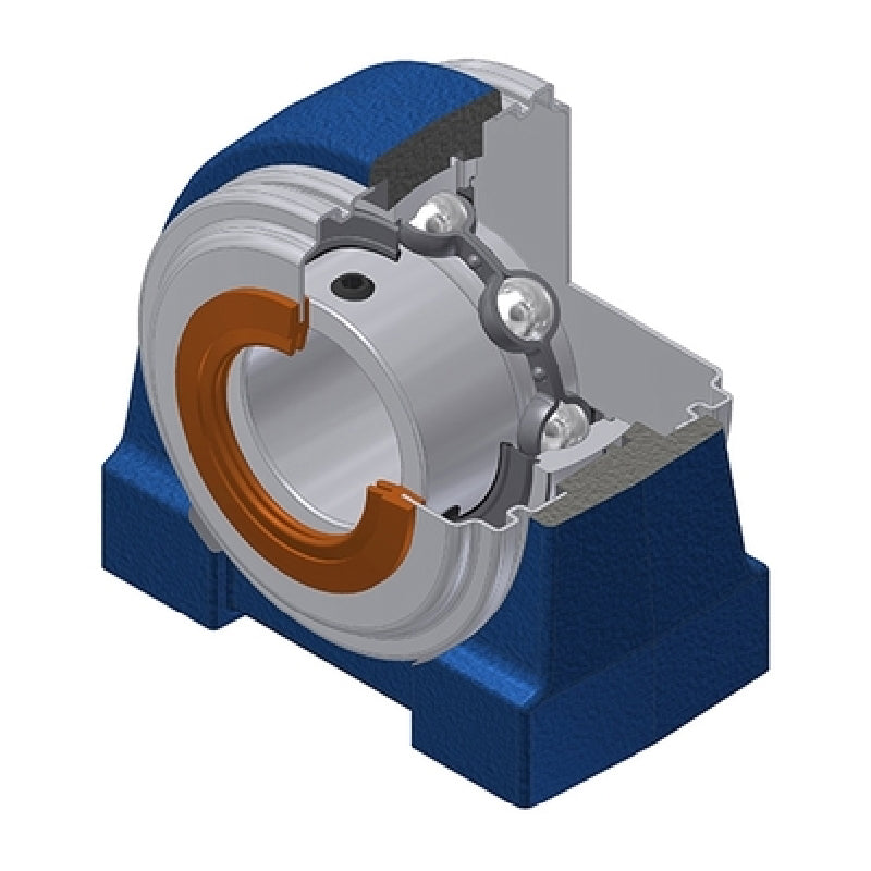 SNR USPG207CC Threaded Base Small Footprint Metric Pillow / Plummer Block Housing with 35mm Bore Insert with Narrow Steel Plate Cover - Closed Version - Allow 2-3 Days