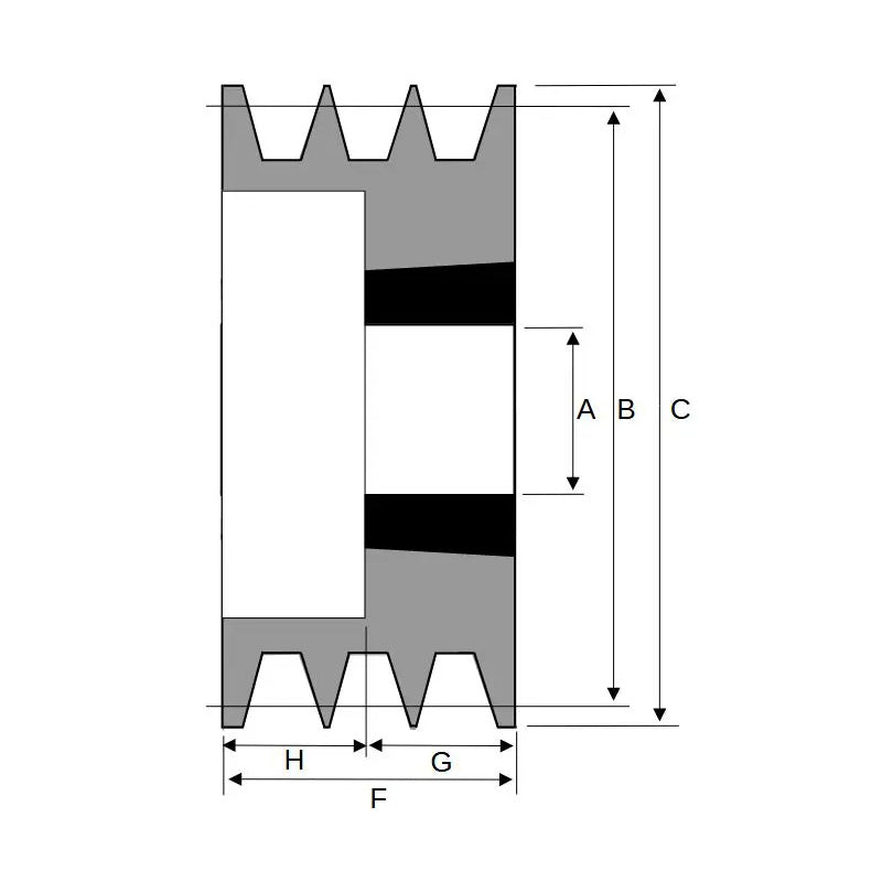 112X3SPA 112mm Pitch Diameter SPA Section Tapered Locking Bush Type Pulley with 3 Grooves (Bush not Incl.)