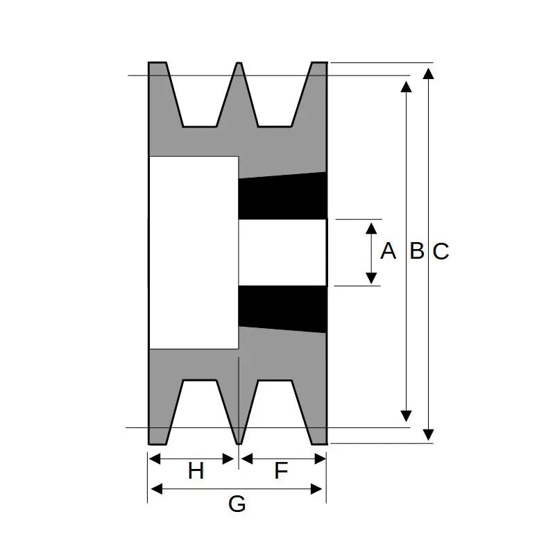 100X2SPB 100mm Pitch Diameter SPB Section Tapered Locking Bush Type Pulley with 2 Grooves (Bush not Incl.)