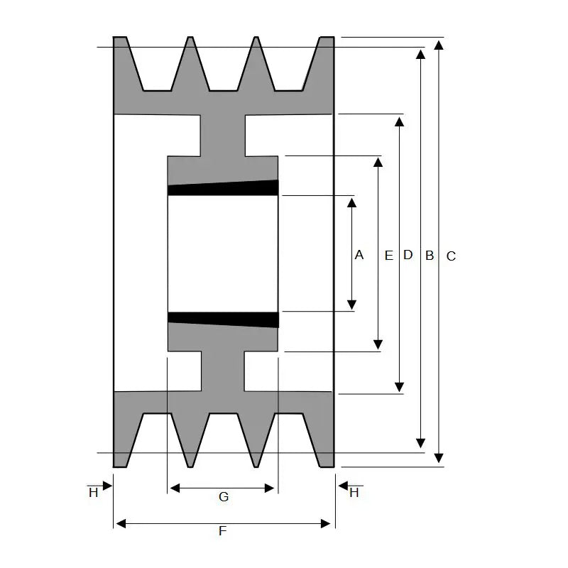 212X3SPB 212mm Pitch Diameter SPB Section Tapered Locking Bush Type Pulley with 3 Grooves (Bush not Incl.)