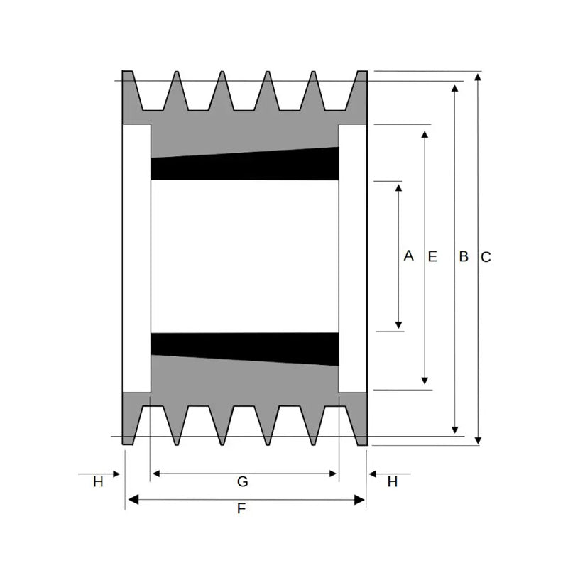 PowerDrive 140X5SPB 140mm Pitch Diameter SPB Section Tapered Locking Bush Type Pulley with 5 Grooves (Bush not Incl.) - Allow 2-3 Days