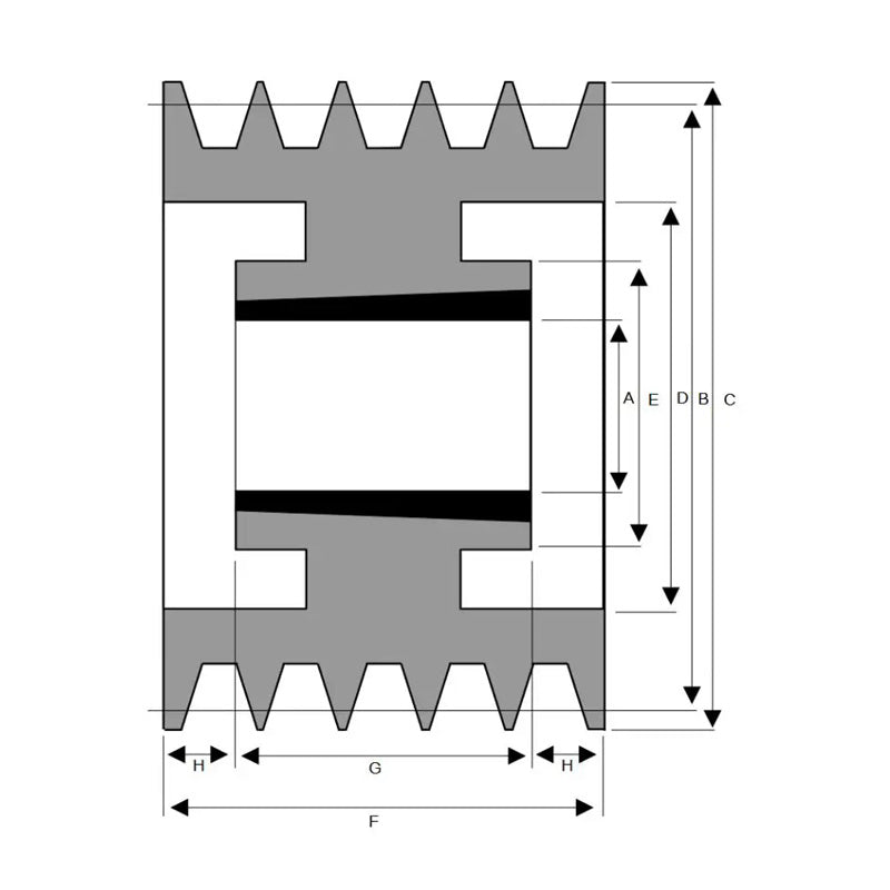 PowerDrive 280X5SPB 280mm Pitch Diameter SPB Section Tapered Locking Bush Type Pulley with 5 Grooves (Bush not Incl.) - Allow 2-3 Days
