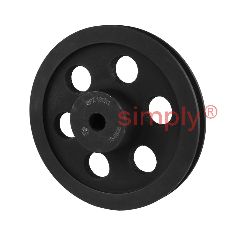 PowerDrive 160X1SPZ 160mm Pitch Diameter SPB Section Pulley with 1 Groove Pilot Bore
