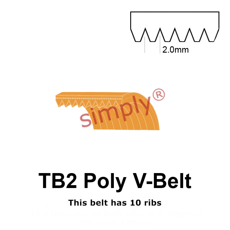 TB2-535 Megadyne Megarib Polyurethane Poly V-Belt 535mm/21.1 inch Length - 10 Ribs - Allow 2-3 Days