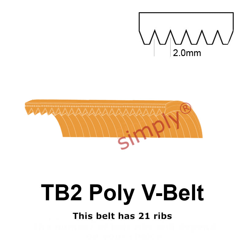 TB2-156 Megadyne Megarib Polyurethane Poly V-Belt 156mm/6.1 inch Length - 21 Ribs - Allow 2-3 Days