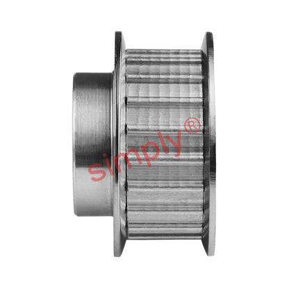 Aluminium Pilot Bore AT5 Timing Pulley with Flanges 5mm Pitch 36 Tooth for 16mm Wide Belts - Overall Width 27mm