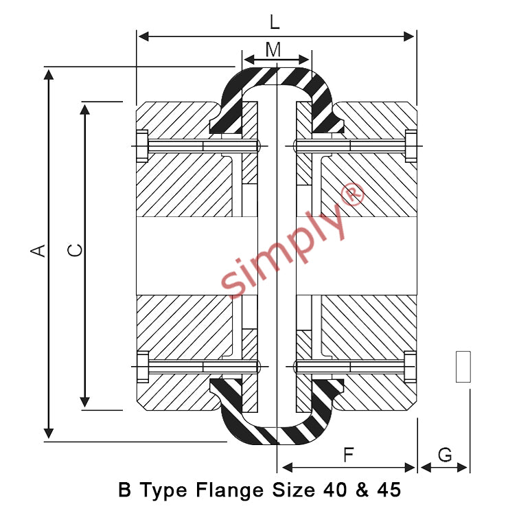 Major Brand F40B/F40B Pilot Bored Tyre Drive Coupling Assembly with Fire Resistant Antistatic (F.R.A.S) Tyre