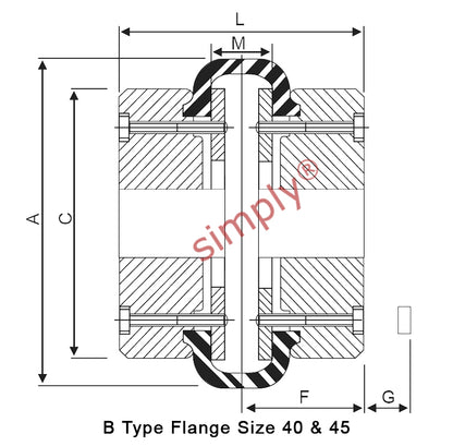 Major Brand F40B/F40B Pilot Bored Tyre Drive Coupling Assembly with Fire Resistant Antistatic (F.R.A.S) Tyre
