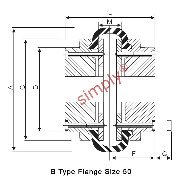 Major Brand F50B/F50B Pilot Bored Tyre Drive Coupling Assembly with Fire Resistant Antistatic (F.R.A.S) Tyre