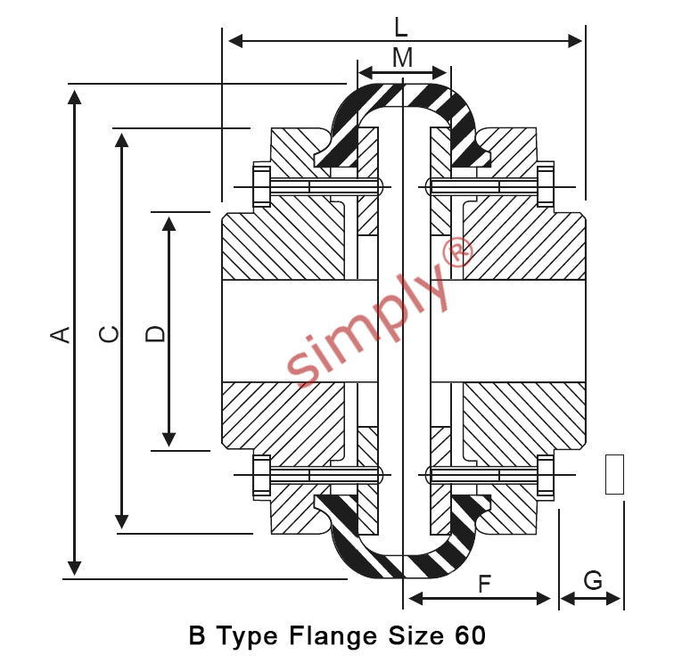 Major Brand F60B/F60B Pilot Bored Tyre Drive Coupling Assembly with Fire Resistant Antistatic (F.R.A.S) Tyre