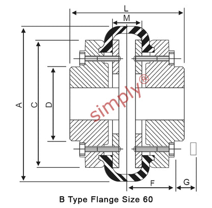 Major Brand F60B/F60B Pilot Bored Tyre Drive Coupling Assembly with Fire Resistant Antistatic (F.R.A.S) Tyre