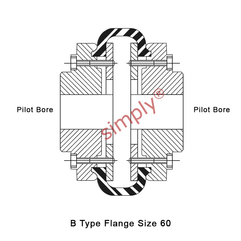 Major Brand F60B/F60B Pilot Bored Tyre Drive Coupling Assembly with Natural Rubber Tyre