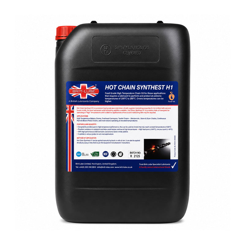 Brit-Lube Food-Tek Hot Chain Synthest H1 20 Litre - Allow 2-3 Days