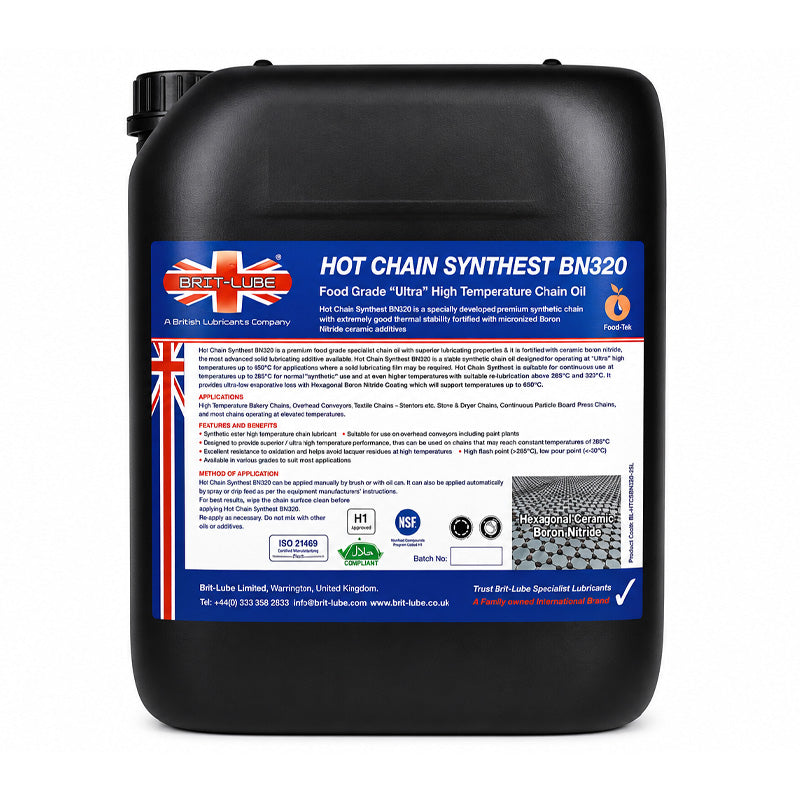 Brit-Lube Food-Tek Hot Chain Synthest BN 320 20 Litre - Allow 2-3 Days