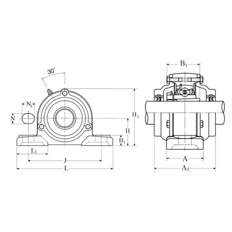 NTN C-UKP310ED1/HE2310X Imperial Cast Iron Two Bolt Pillow / Plummer Block Housing with Cast Iron Cover - Open Version - Insert and Adaptor Sleeve Fits 1-3/4 inch Shaft - Allow 2-3 Days