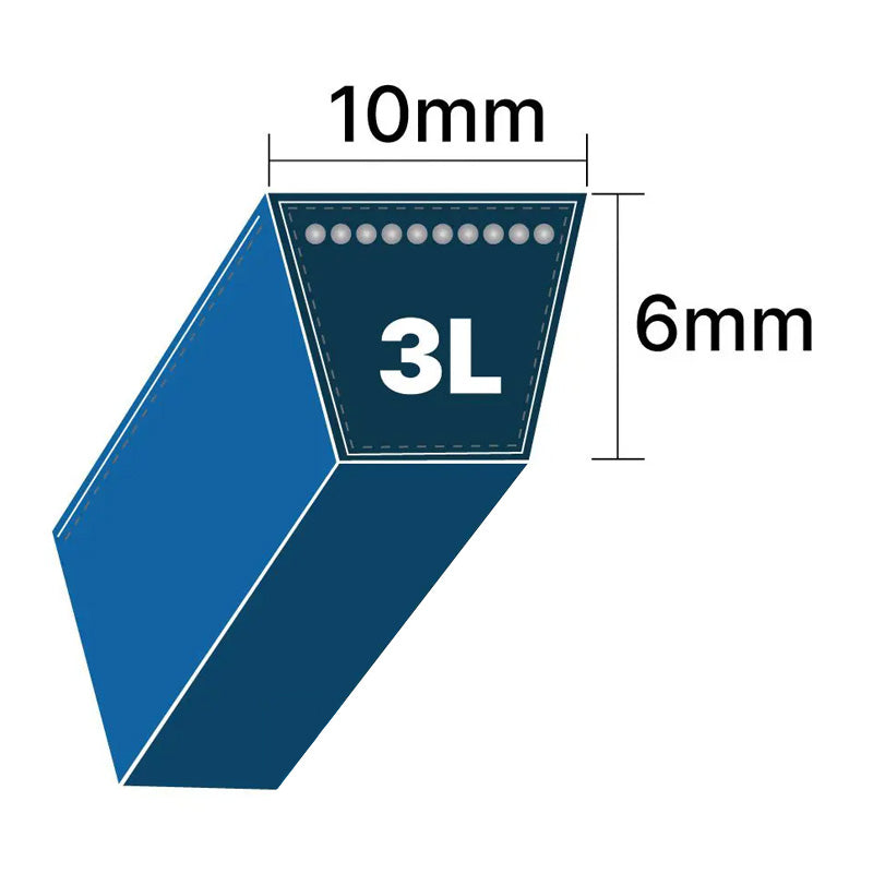 DRY-3L290K 3L Section 10x6mm Blue Cotton Dry Cover Kevlar Re-inforced Mower Wrapped V-Belt