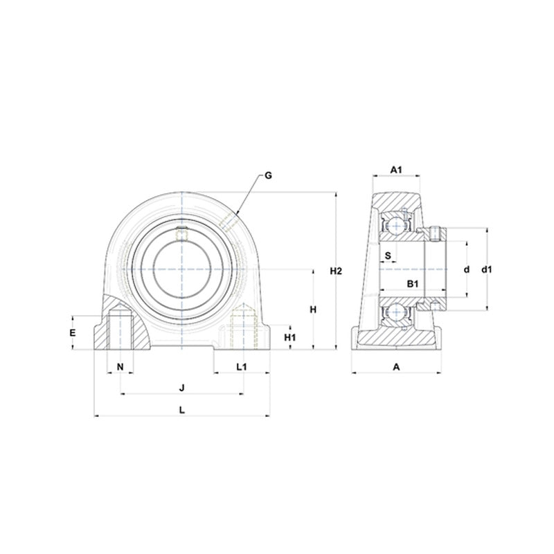SNR ESPA206 Threaded Base Small Footprint Metric Pillow / Plummer Block Housing with Eccentric Collar Insert 30mm Bore - Allow 2-3 Days