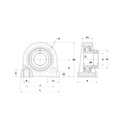 SNR ESPA208 Threaded Base Small Footprint Metric Pillow / Plummer Block Housing with Eccentric Collar Insert 40mm Bore - Allow 2-3 Days