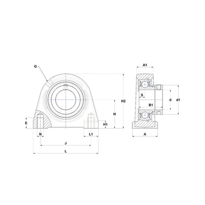 SNR ESPAE212N Threaded Base Small Footprint Metric Pillow / Plummer Block Housing with Eccentric Collar Insert 60mm Bore - Allow 2-3 Days