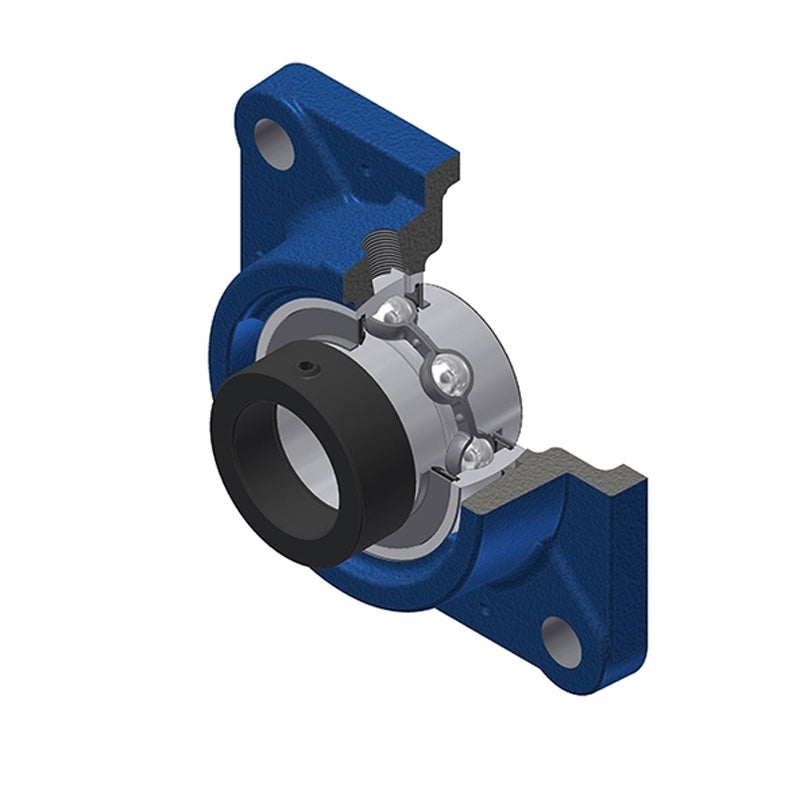 SNR EXFE205 Metric Four Bolt Square Cast Iron Flange Housing with 25mm Bore Eccentric Collar Insert - Allow 2-3 Days