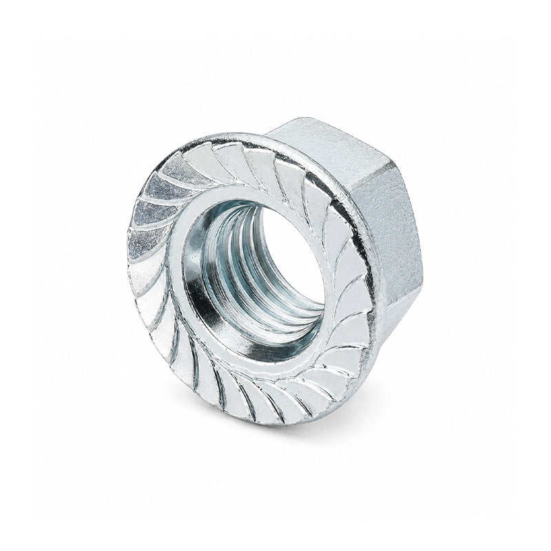 Unifix M5x8 - Class 6 Steel Serrated Flange Nut DIN 6923 with 0.8mm Pitch and Bright Zinc Plated Finish - Allow 2-3 Days