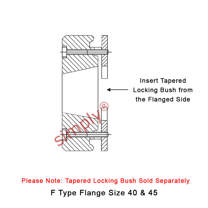 Major Brand F40F-MB Drive Coupling Inner Tapered Locking Bush Type Max Bush Bore 25mm / 1 inch