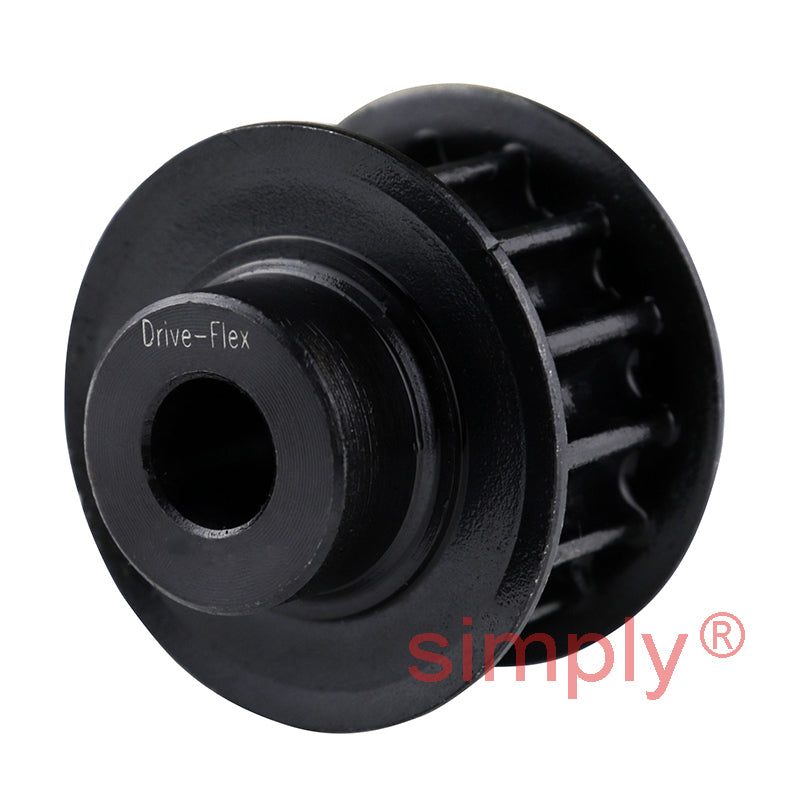 Drive-Flex P64-14M-85F - 14mm Pitch 64 Tooth Flanged HTD Type Cast Iron Pilot Bore Timing Pulley for 85mm Wide Belts