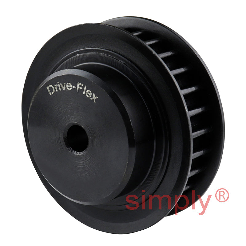 PowerDrive P28-5M-15F - 5mm Pitch 28 Tooth Flanged HTD Type Steel Pilot Bore Timing Pulley for 15mm Wide Belts