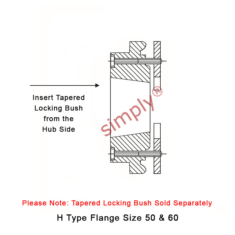 Major Brand F50H-MB Drive Coupling Outer Tapered Locking Bush Type Max Bush Bore 32mm / 1-1/4 inch