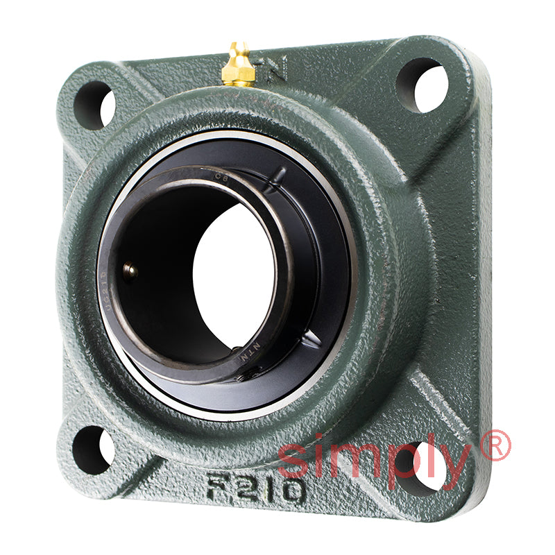 NTN M-UCF210D1 Metric Four Bolt Square Cast Iron Flange Housing with 50mm Bore Insert - Allow 2-3 Days