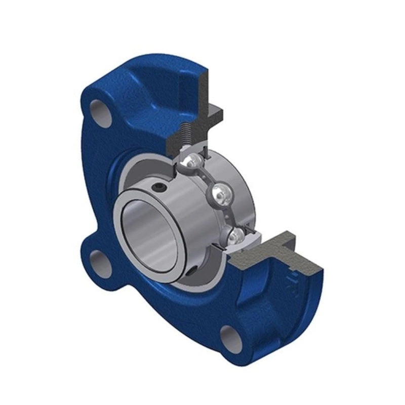 NTN C-UCF212-204D1 Imperial Four Bolt Square Cast Iron Flange Housing with 2-1/4 inch Bore Insert with Cast Iron Cover - Open Version - Allow 2-3 Days