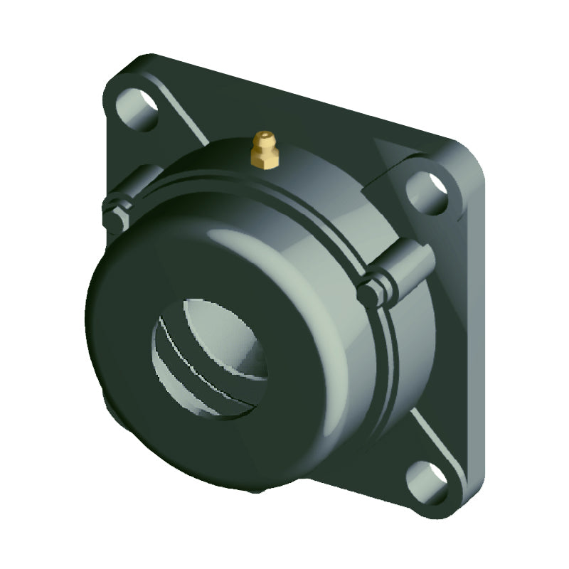 NTN C-UCFX18-307D1 Imperial Four Bolt Square Cast Iron Flange Housing with 3-7/16 inch Bore Insert with Cast Iron Cover - Open Version - Allow 2-3 Days