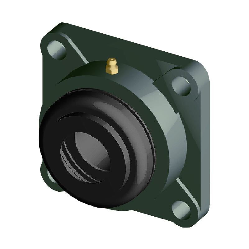 NTN S-UCF201-008D1 Imperial Four Bolt Square Cast Iron Flange Housing with 1/2 inch Bore Insert with Steel Plate Cover - Open Version - Allow 2-3 Days