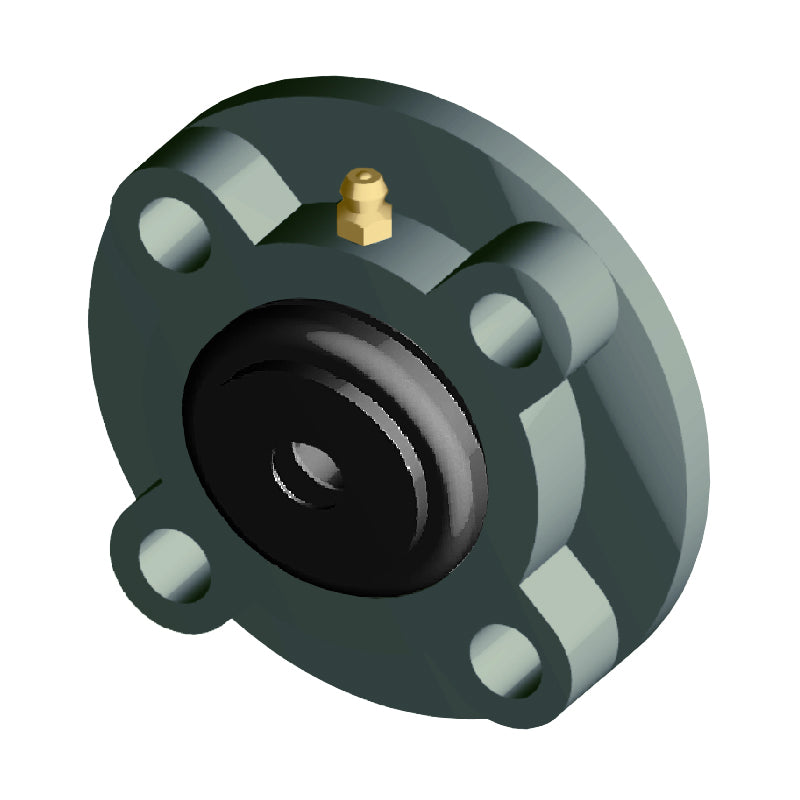 NTN S-UCFC207D1 Metric Four Bolt Cast Iron Round Flanged Housing with 35mm Insert with Steel Plate Cover - Open Version - Allow 2-3 Days