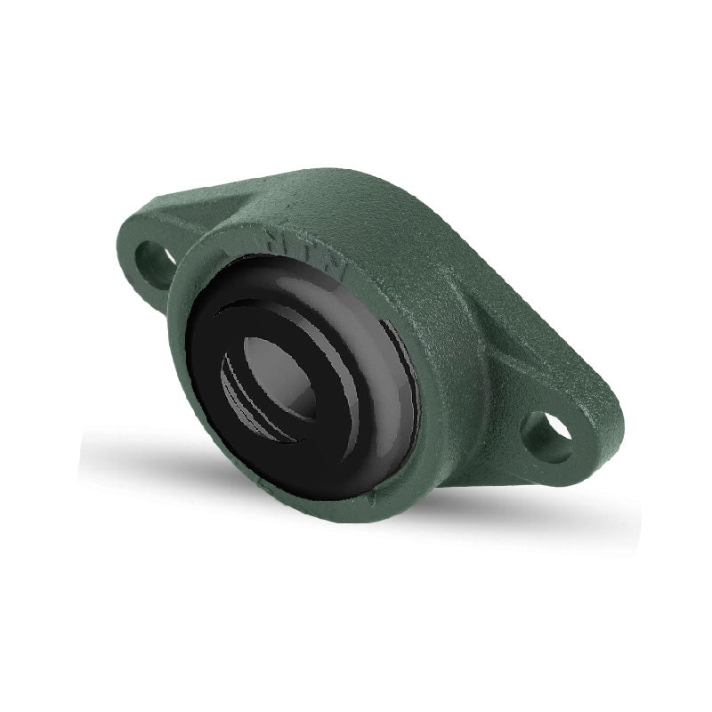 NTN S-UCFL209D1 Metric Two Bolt Oval Cast Iron Flange Housing with 45mm Bore Insert with Steel Plate Cover - Open Version - Allow 2-3 Days