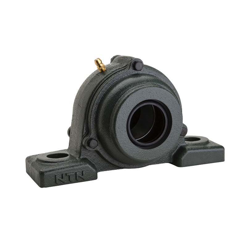 NTN M-S-UCP202D1 Metric Cast Iron Two Bolt Pillow / Plummer Block Housing with 15mm Bore Insert with Steel Plate Cover - Open Version - Allow 2-3 Days